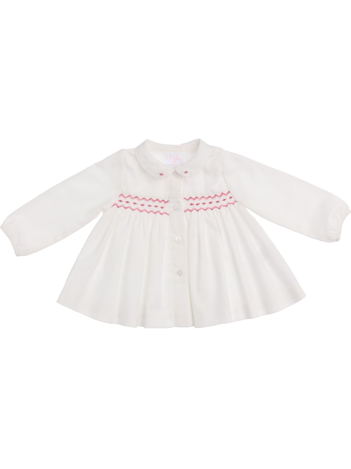 twill shirt with smock and embroidery on collar