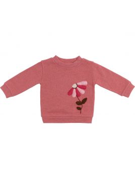 felpa in maglia tagliata con fiore ricamato in lana