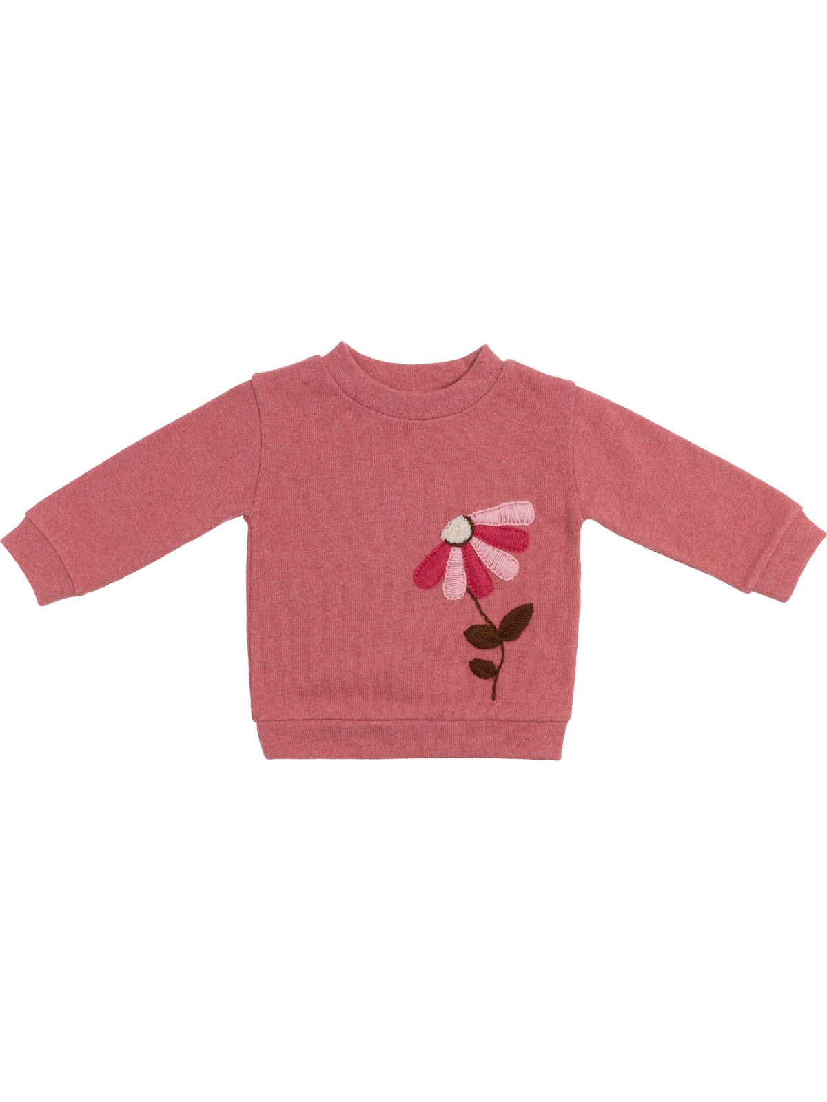 felpa in maglia tagliata con fiore ricamato in lana