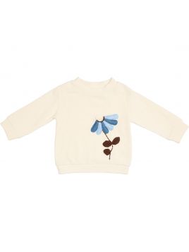 felpa in maglia tagliata con fiore ricamato in lana