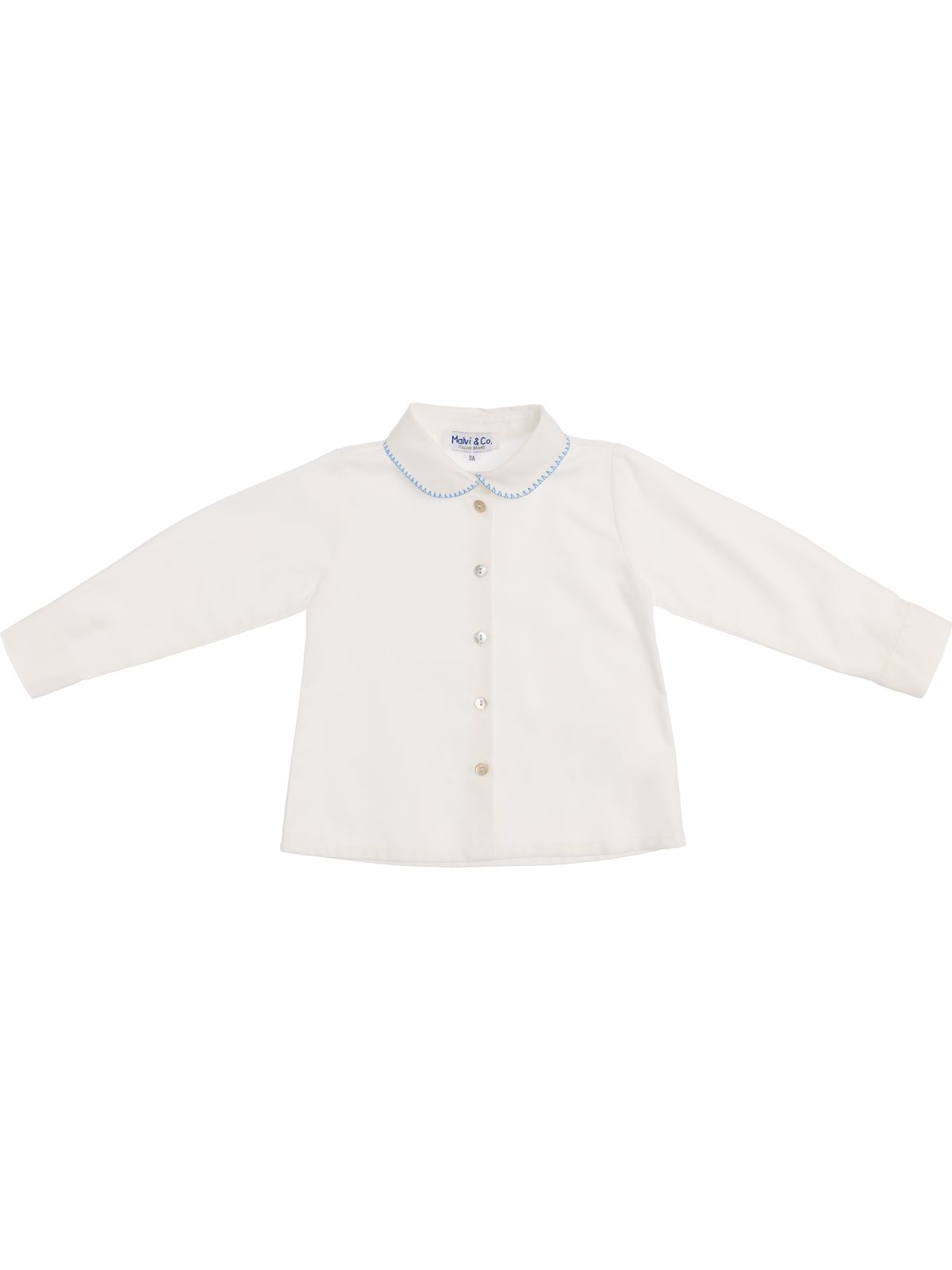 twill shirt with embroidery on collar