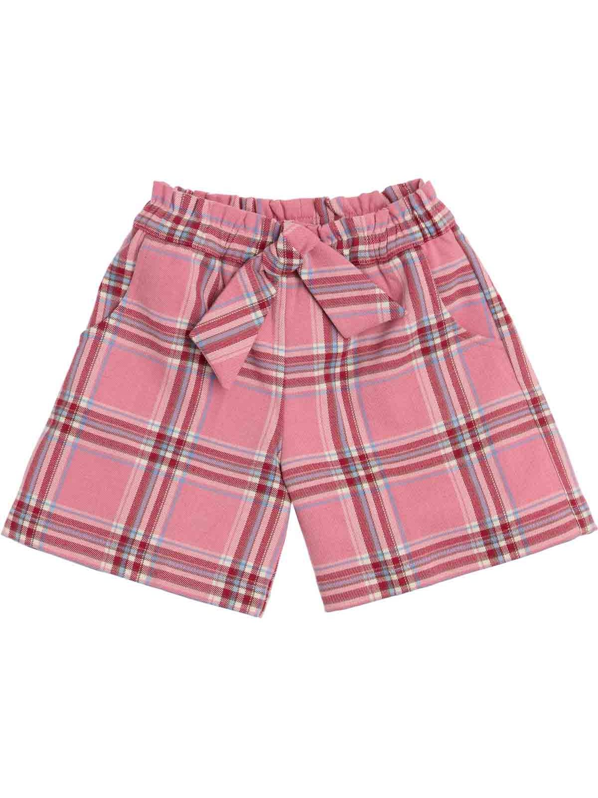shorts in tartan moda con fiocco