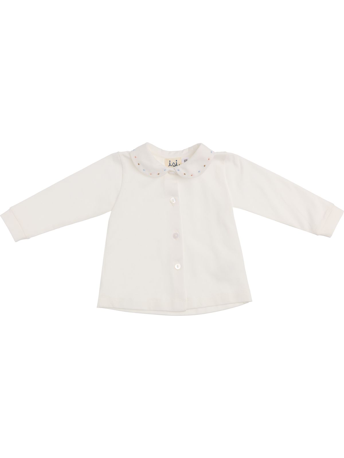 camicia in jersey con ricamo puntini sul colletto