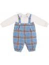 tutina in tartan moda e interlock con ricamo pinguini colletto