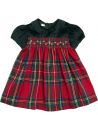 vestito in tartan e velluto con smock