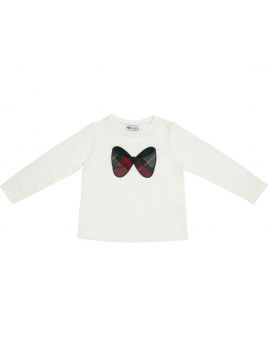 jersey T-shirt with tartan ribbon patch