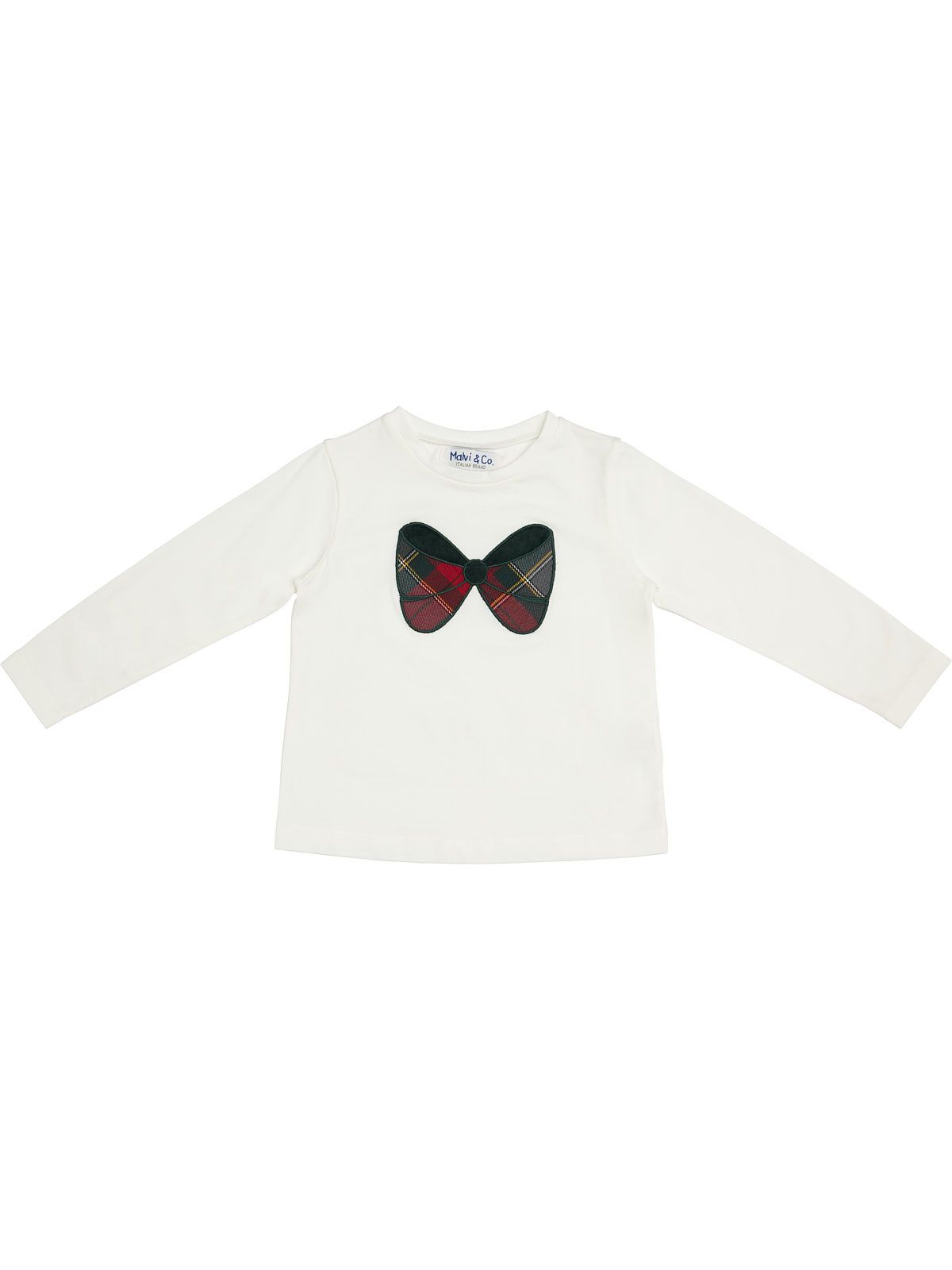 jersey T-shirt with tartan ribbon patch