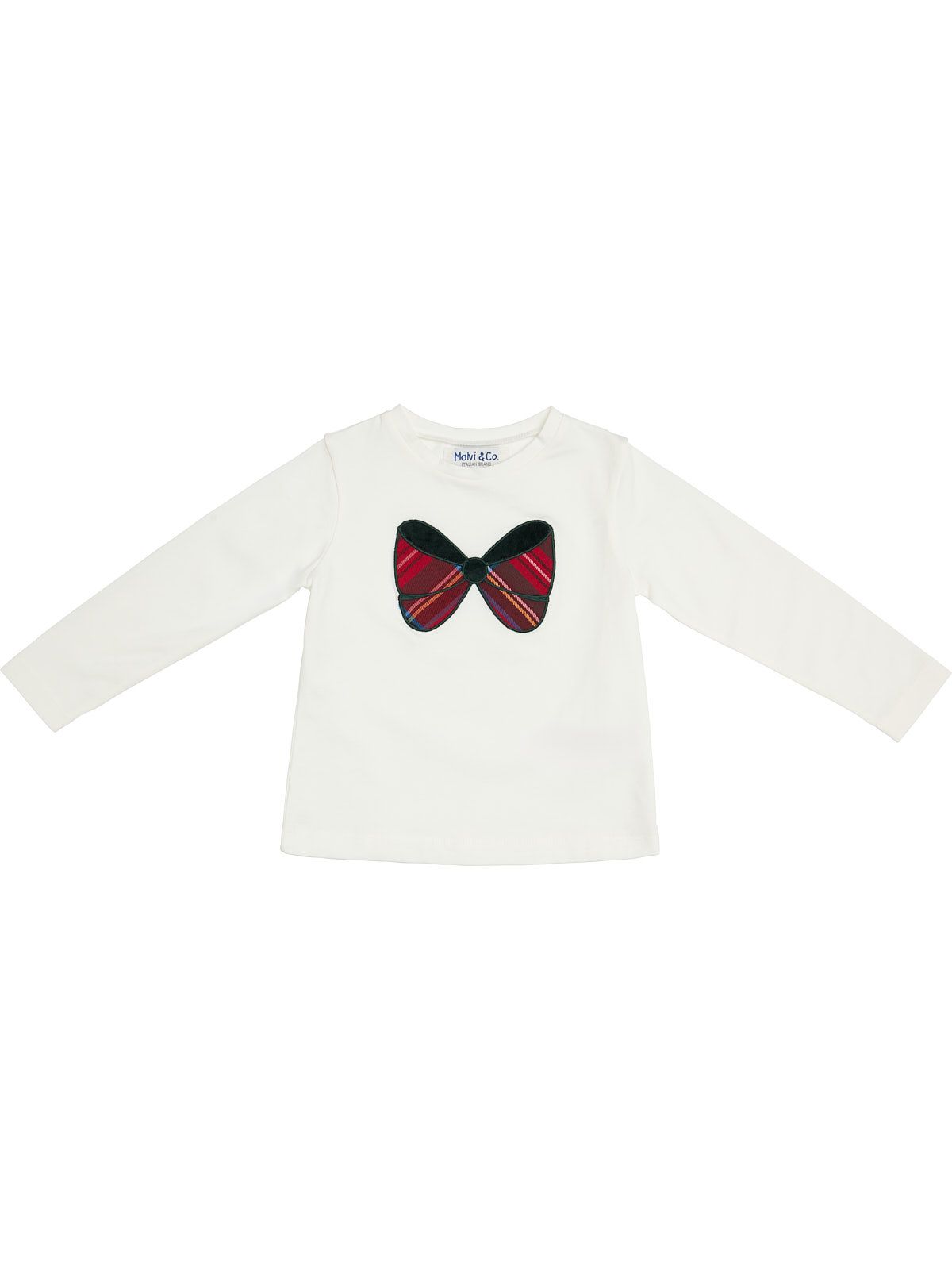 jersey T-shirt with tartan ribbon patch