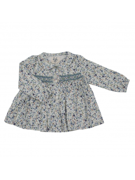 camicia in tessuto stampato con smock 