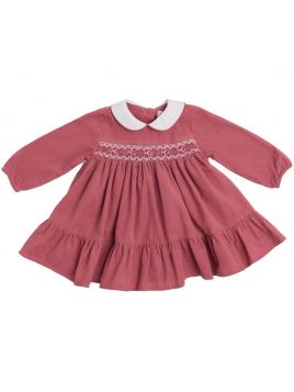corduroy 3000 lines dress with smock and LONG SLEEVES