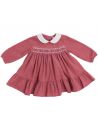 vestito in velluto 3000 righe con smock a MANICA LUNGA