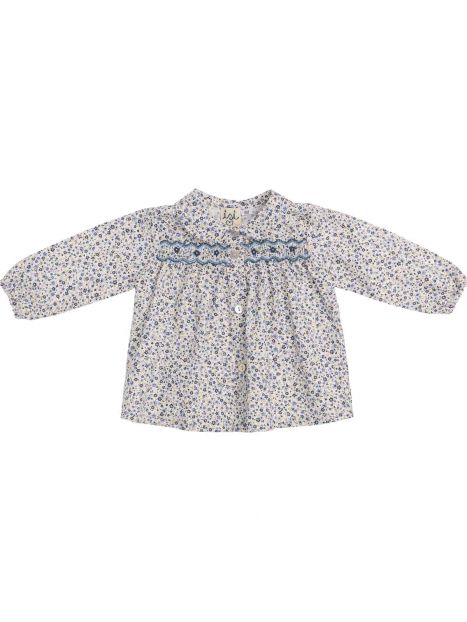 printed fabric shirt with smock
