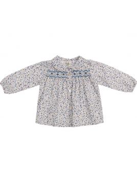 camicia in tessuto stampato con smock 