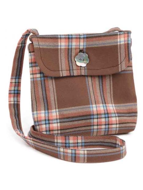 borsetta con manici lunghi in tartan moda