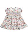 vestito in twill stampato a fiori grandi con smock