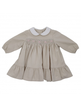 corduroy 3000 lines dress with smock and LONG SLEEVES
