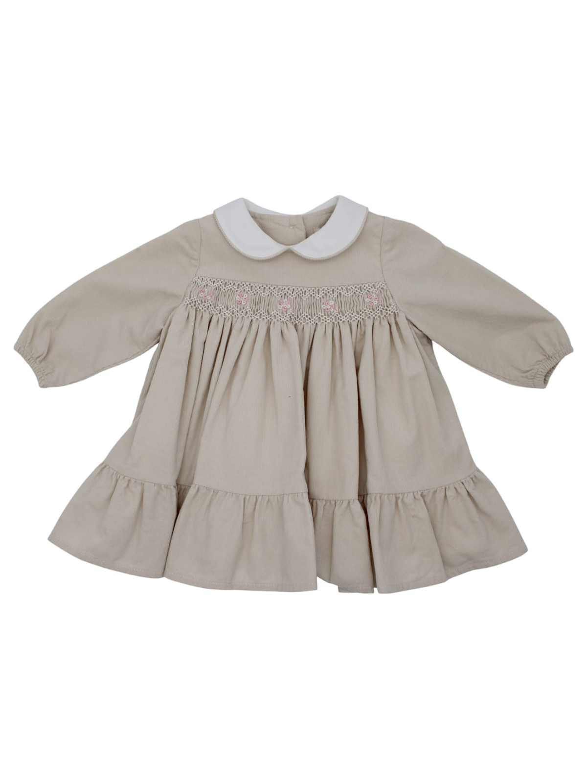vestito in velluto 3000 righe con smock a MANICA LUNGA