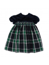 vestito in tartan e velluto con smock