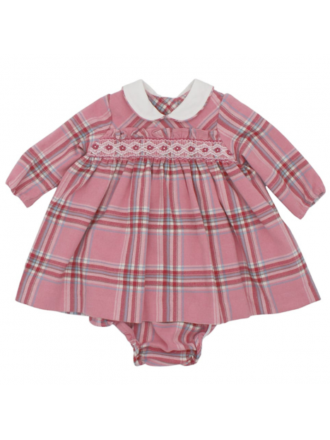 vestito in tartan moda con smock a MANICA LUNGA