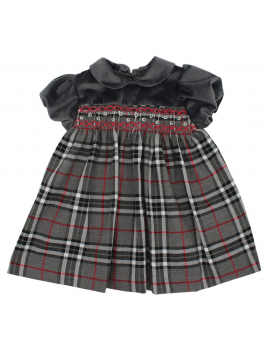 tartan and velvet dress with smock