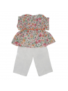 camicia in tessuto stampato a fiori grandi + pantaloni palazzo in poplin
