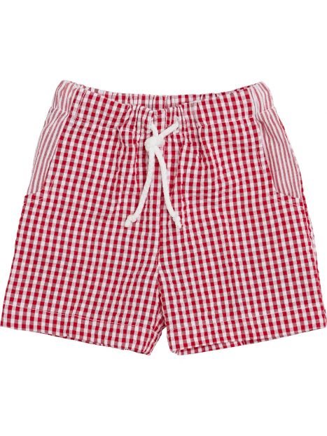 boxer a quadretti goffrati con rifiniture a righe goffrate 