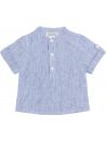 stripy linen boy shirt with Mandarin collar