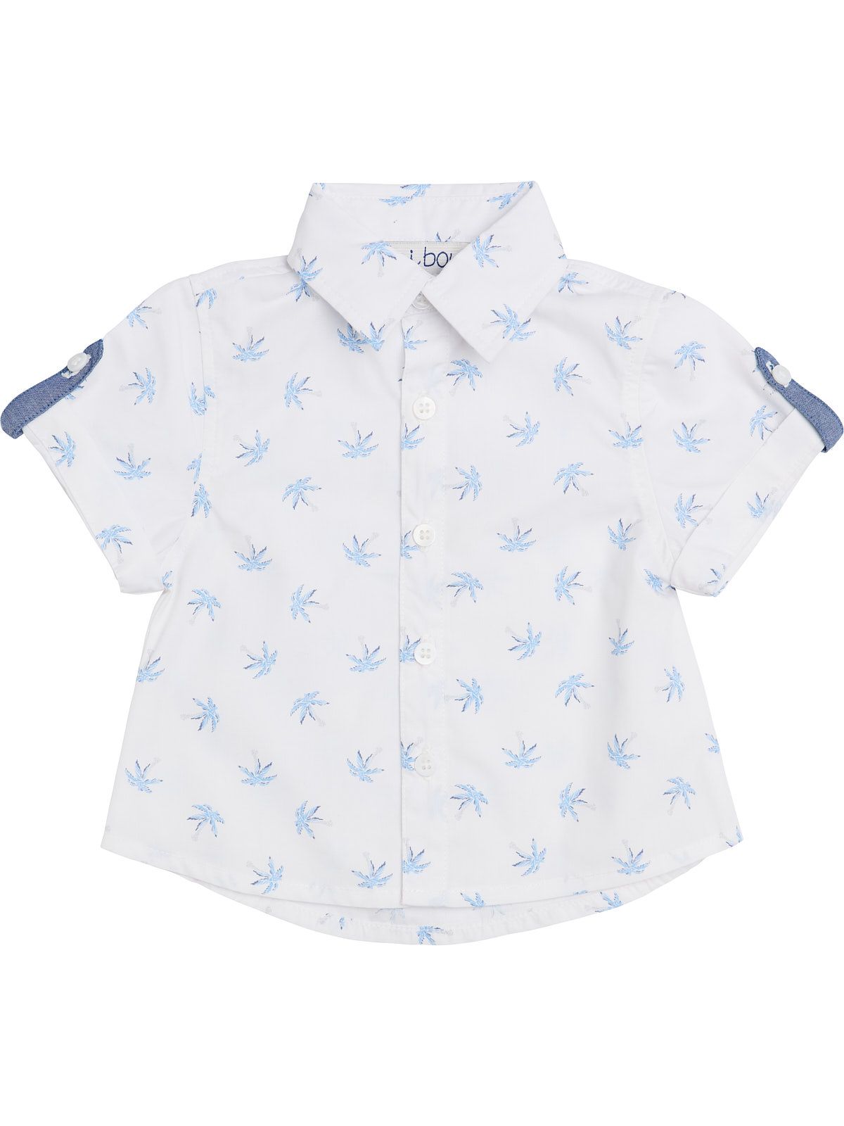 camicia bimbo in tessuto stampato con piccole palme a MANICHE LUNGHE