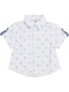 camicia bimbo in tessuto stampato con piccole palme a MANICHE LUNGHE