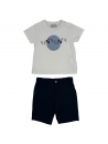 t-shirtcon patch + bermuda in drill elasticizzato