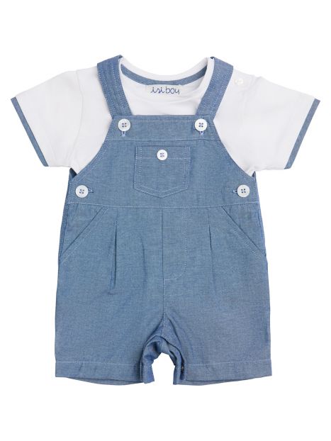 completo bimbo - T-shirt in jersey e salopette in tela di cotone