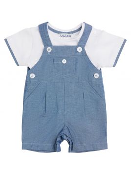 boy set - jersey T-shirt and cotton canvas dungarees