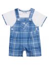 completo bimbo - T-shirt in jersey e salopette in tartan di lino