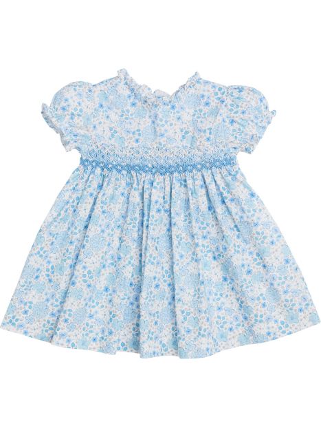vestito in tessuto stampato moda con smock a MANICA CORTA