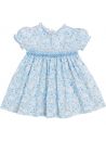 fashion printed fabric dress with smock and SHORT SLEEVES