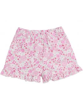 fashion printed fabric shorts with frills