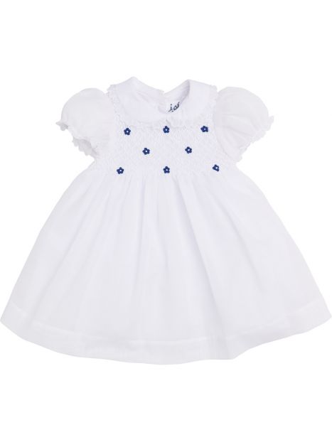 vestito battesimale in voile con smock a MANICA CORTA