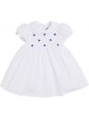 vestito battesimale in voile con smock a MANICA CORTA