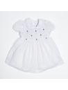 vestito battesimale in voile con smock a MANICA CORTA