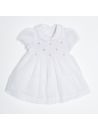 vestito battesimale in voile con smock a MANICA CORTA