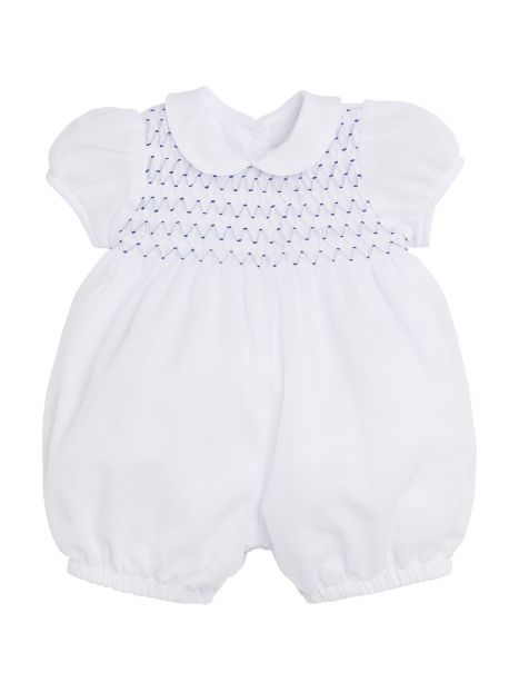 pagliaccetto battesimale in voile con smock nido d'ape