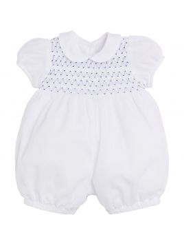 pagliaccetto battesimale in voile con smock nido d'ape