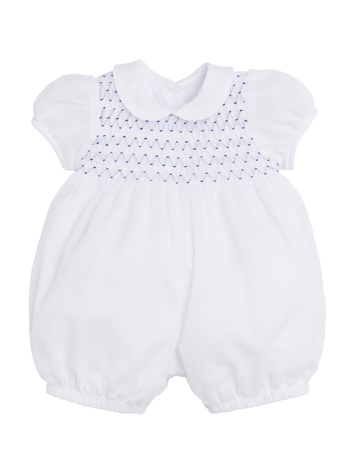 pagliaccetto battesimale in voile con smock nido d'ape