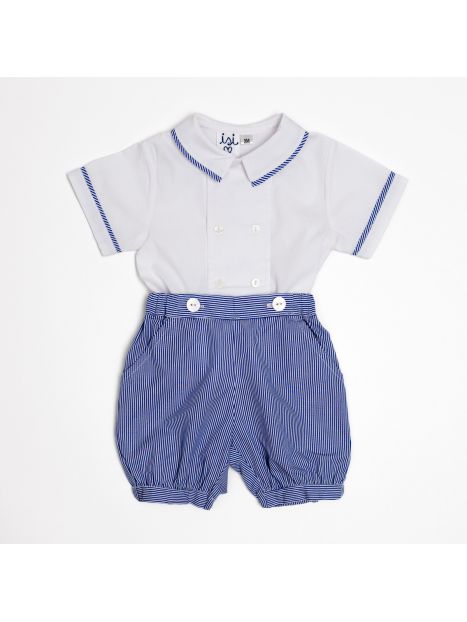 camicia in poplin elasticizzato + knickerbocker in microrighe 