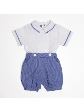 camicia in poplin elasticizzato + knickerbocker in microrighe 