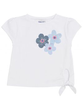 T-shirt in jersey con patch fiori