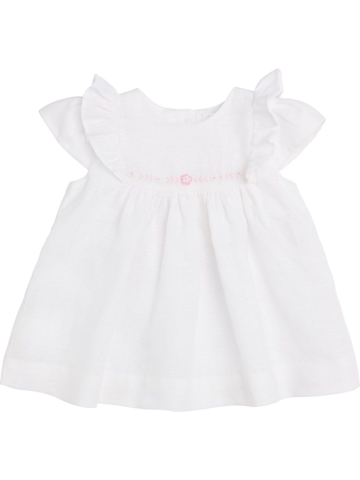 linen dress with frill and embroideries