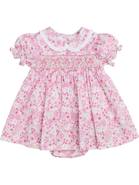 vestito in tessuto stampato moda con smock a MANICA CORTA