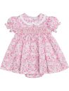 vestito in tessuto stampato moda con smock a MANICA CORTA