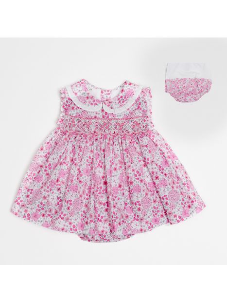 vestito in tessuto stampato moda con smock